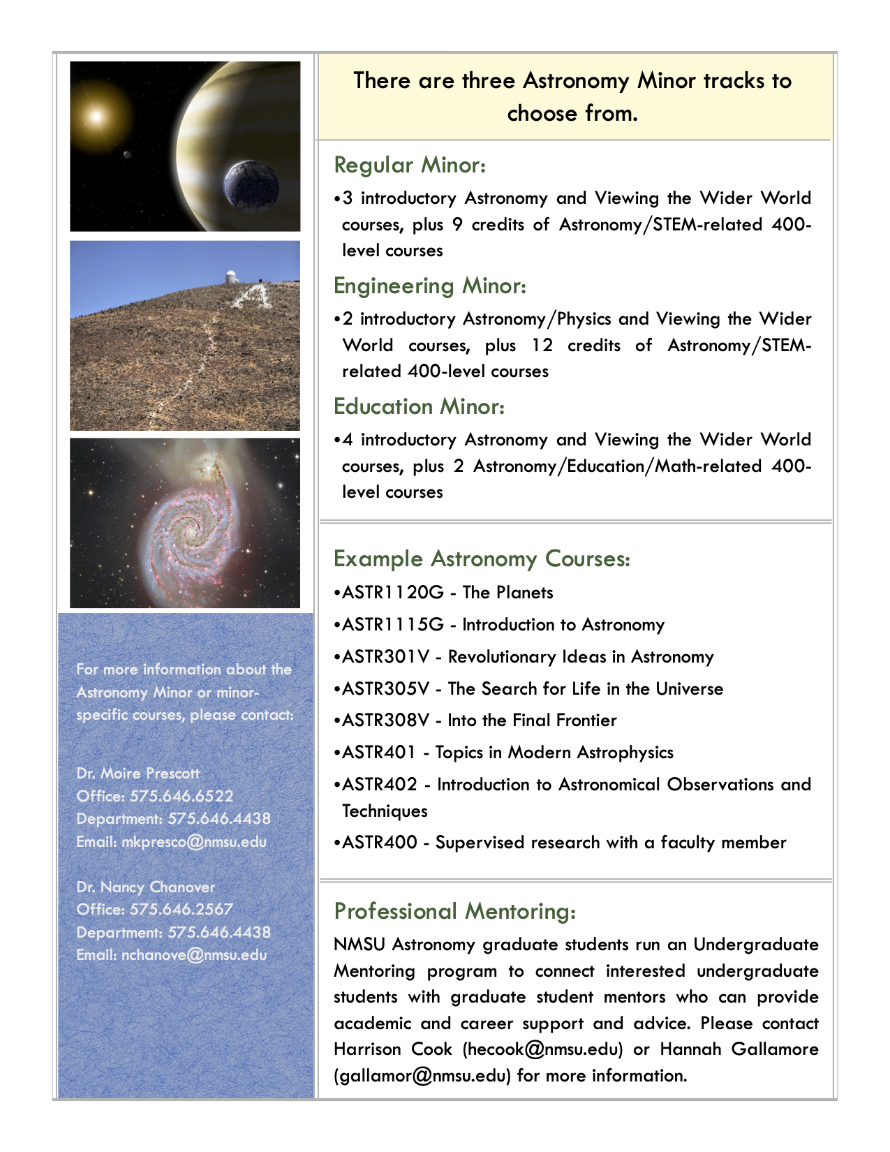 Second page of Astronomy Flyer